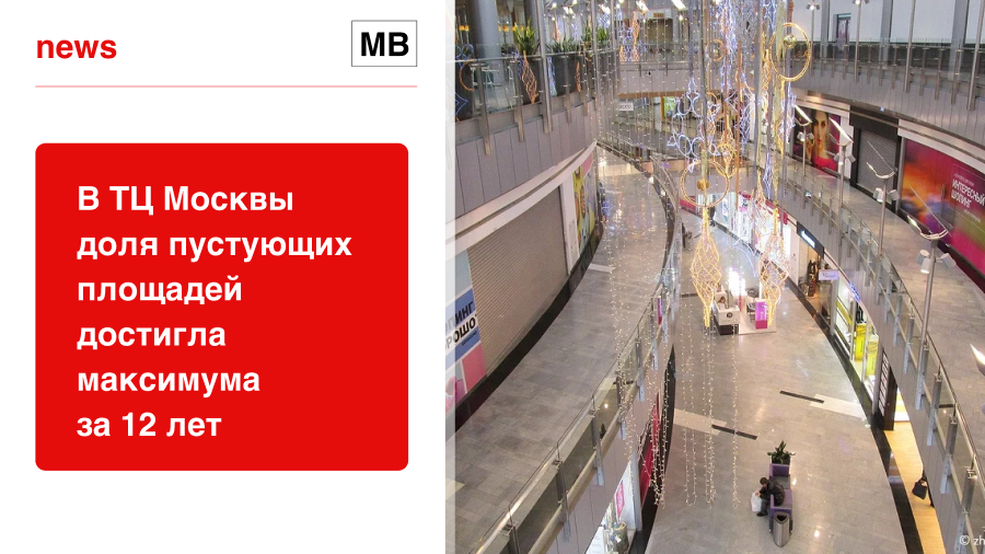 В ТЦ Москвы доля пустующих площадей достигла максимума за 12 лет