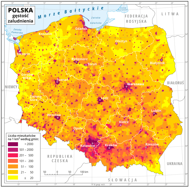 Плотность населения Польши по годам