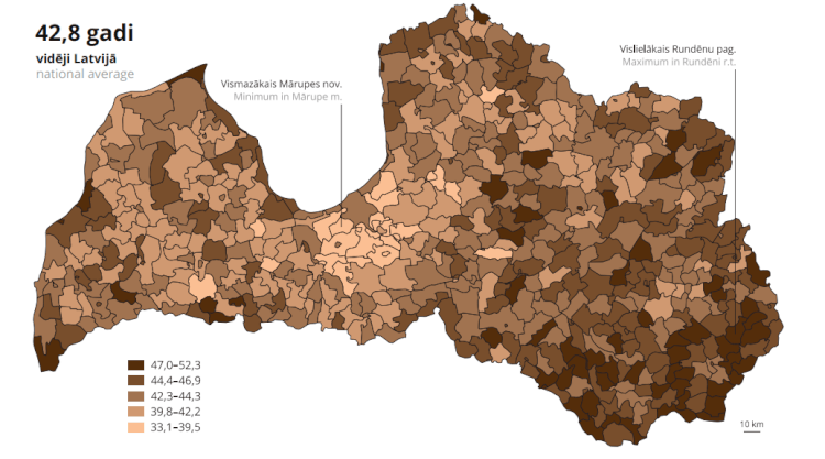Средний возраст населения Латвии